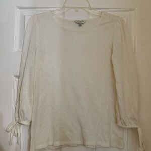 Lucky Brand Cream Knit Tie-Cuff Sweater